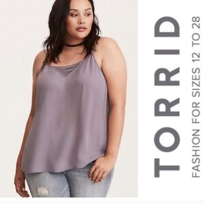 Torrid Gray georgette strappy swing Tank 2X
